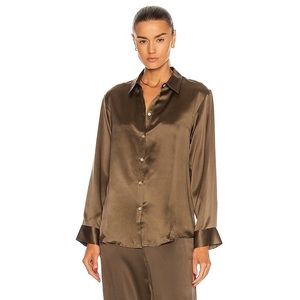 Asceno GOLD Silk Shirt Button Down size Small